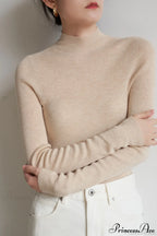 Corpcore Seamless Mock Neck Wool Knit Top