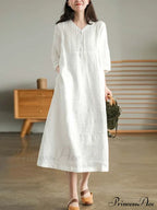 Cotton And Graceful Linen Dress