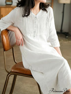 Cotton And Graceful Linen Dress