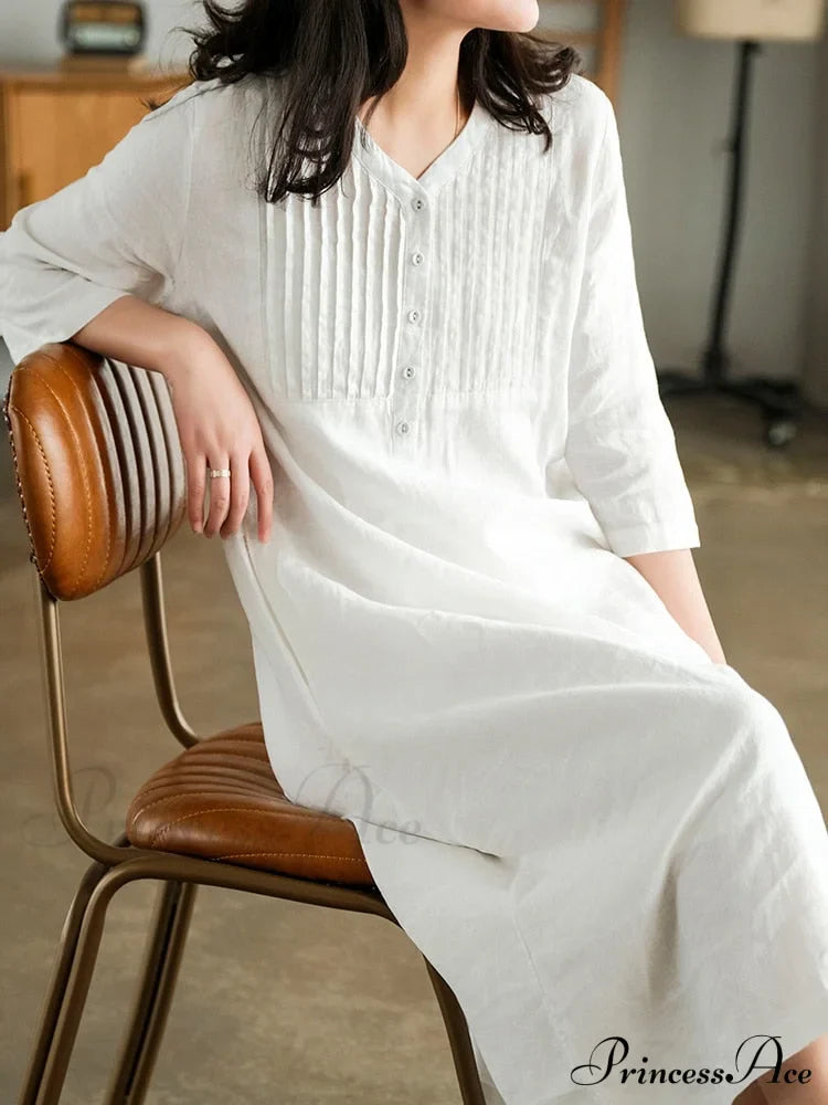 Cotton And Graceful Linen Dress