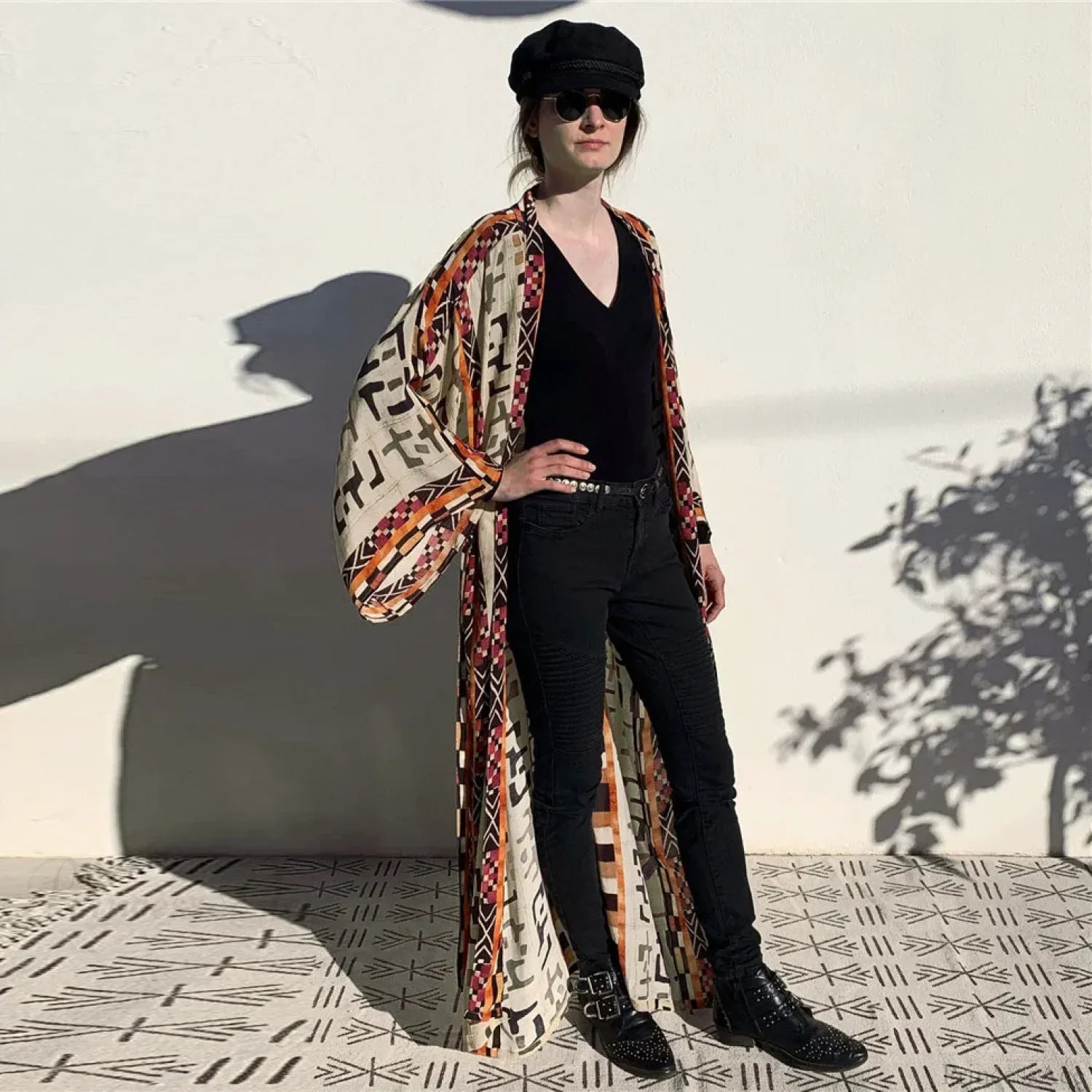 Cotton Floral Print Kimono Cover-Up