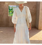 Cotton Floral V-Neck Slim Summer Boho Dress