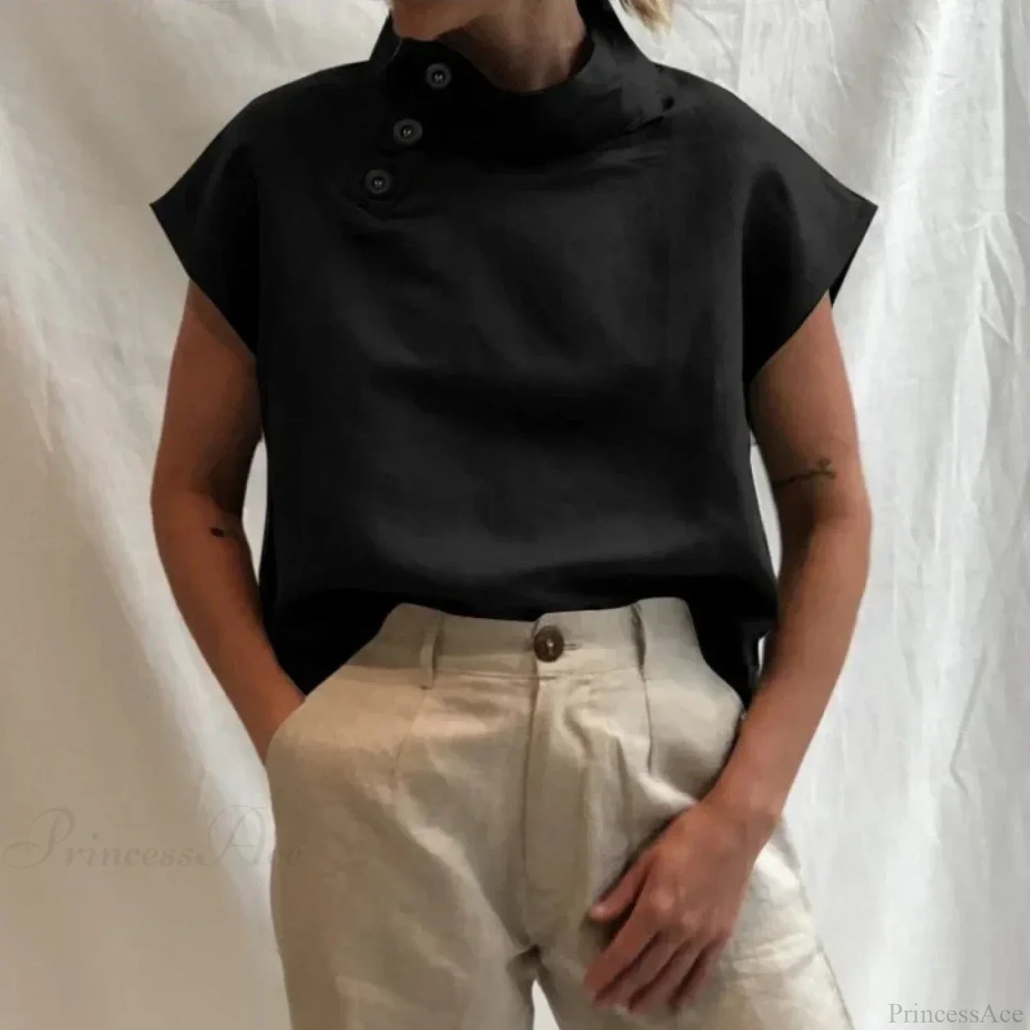 Cotton Loose White Blouse Summer