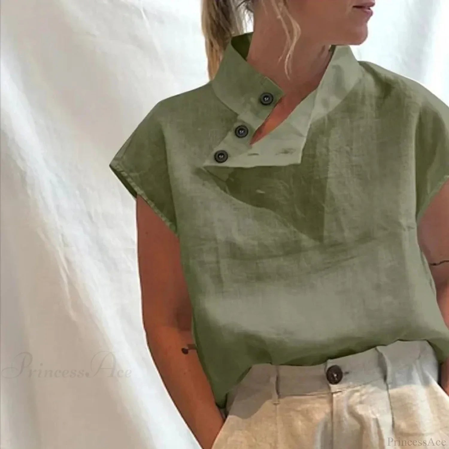 Cotton Loose White Blouse Summer
