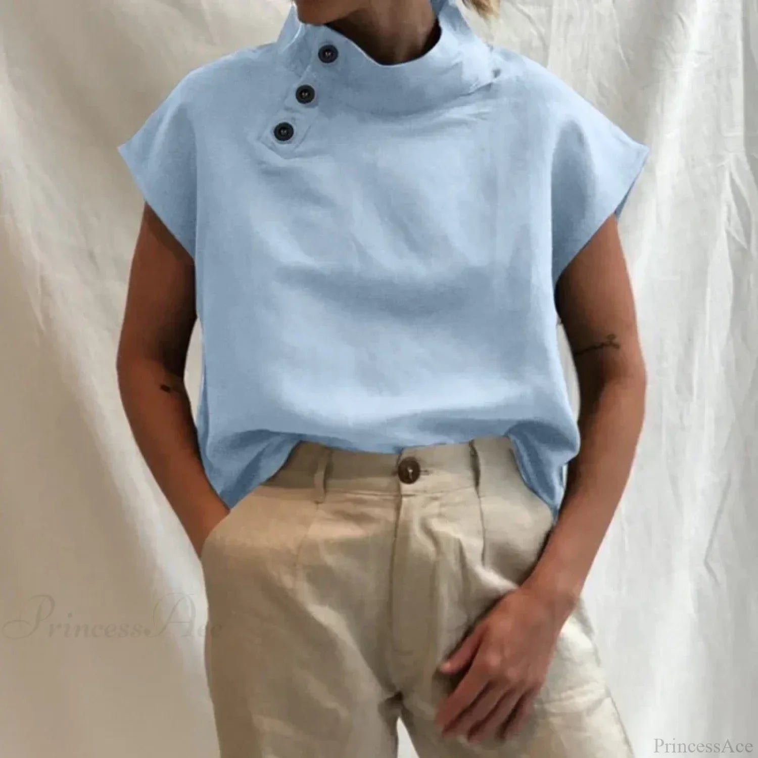 Cotton Loose White Blouse Summer