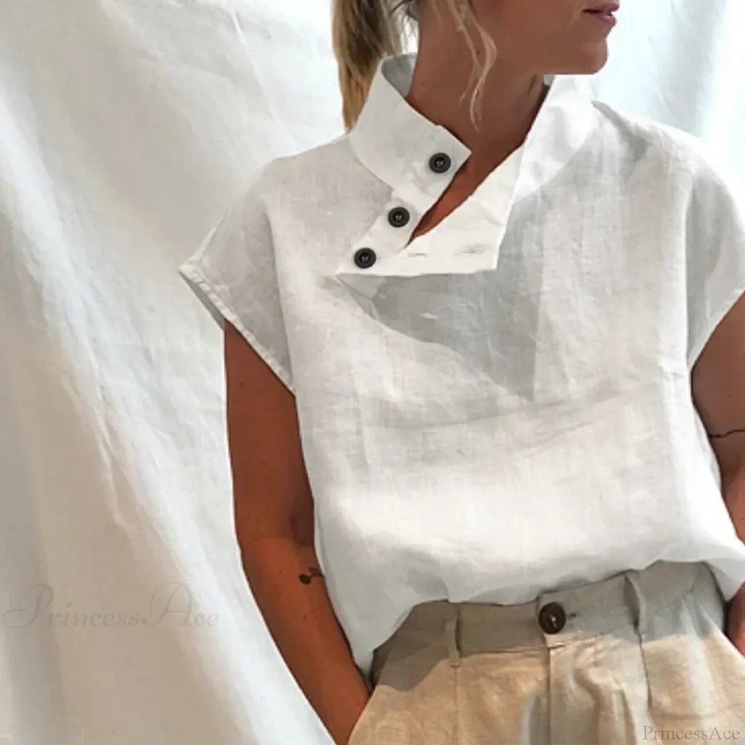 Cotton Loose White Blouse Summer