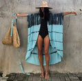 Cotton Rayon Striped Print Cardigan Boho Beach Cover Up