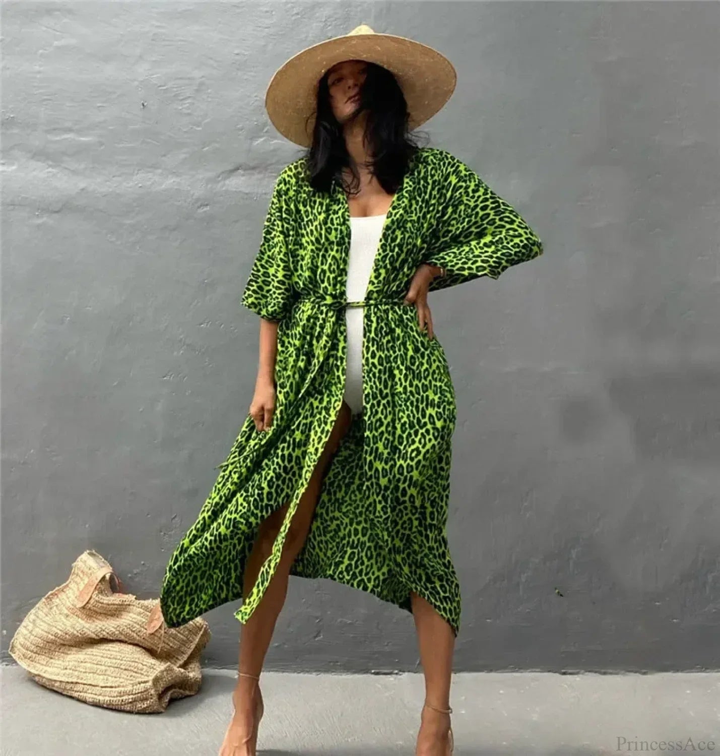 Cotton Rayon Striped Print Cardigan Boho Beach Cover Up