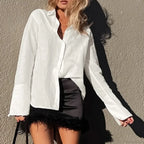 Cotton Solid Loose Casual Office Blouse