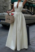 Cotton Zippered Sleeveless Pocket Maxi Dress