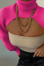 Cover-Up Solid Knit Ribbed Turtleneck Sweater