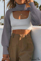 Cover-Up Solid Knit Ribbed Turtleneck Sweater