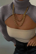 Cover-Up Solid Knit Ribbed Turtleneck Sweater