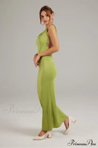 Cowl Neck Backless Pack Hip Dress In Solid Color