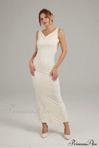 Cowl Neck Backless Pack Hip Dress In Solid Color