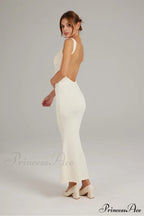 Cowl Neck Backless Pack Hip Dress In Solid Color