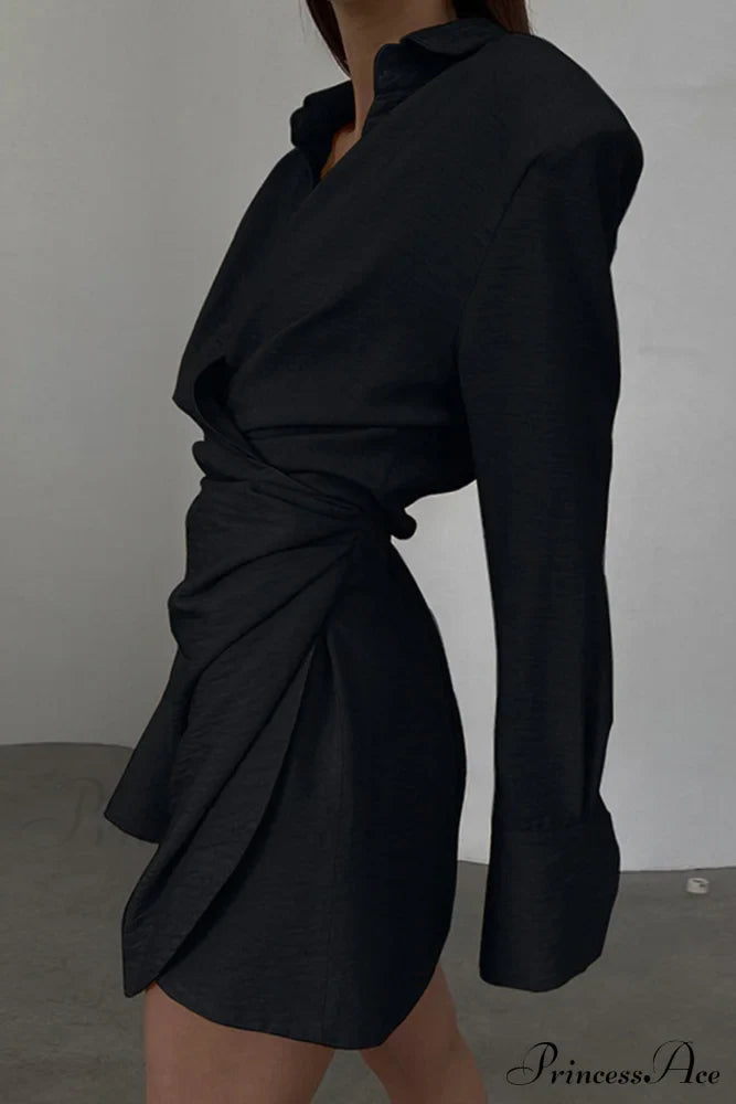 Cowl Neck Ruched Dress