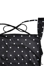 Cowl Neck Slit Dress With Polka Dots