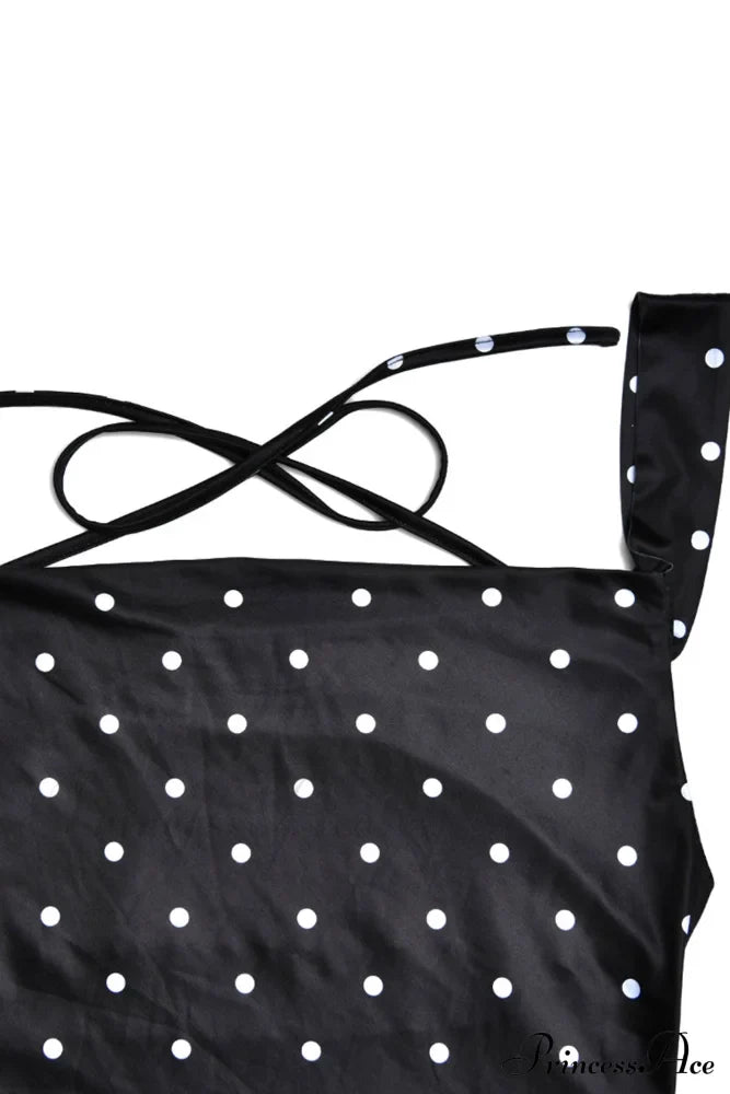 Cowl Neck Slit Dress With Polka Dots