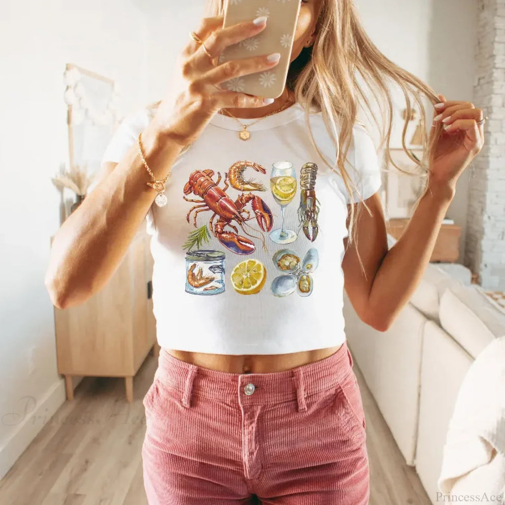 Cray Printed Gothic Crop Top T-Shirt