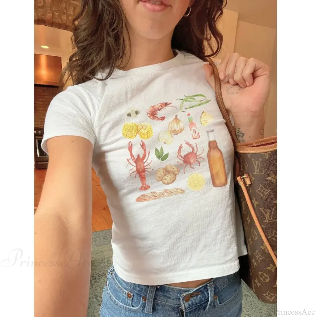 Cray Printed Gothic Crop Top T-Shirt