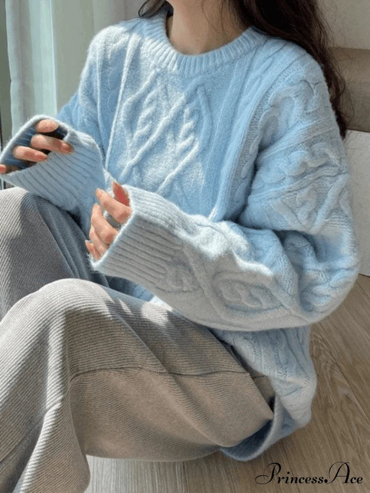 Warm Soft High-Neck Loose Knit Sweater