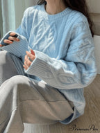 Warm Soft High-Neck Loose Knit Sweater