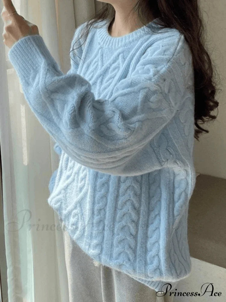 Warm Soft High-Neck Loose Knit Sweater