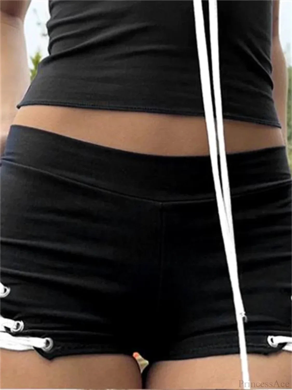 Criss-Cross Tie-Up Hollow Short