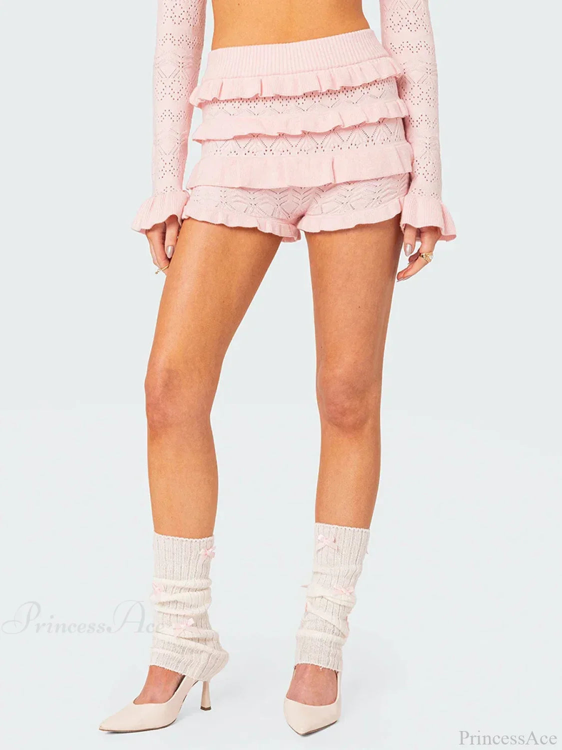 Crochet Ruffle Hollow-Out Short