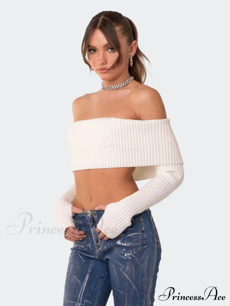 Crop Sweater And Long-Sleeved Comfortable Chest-Wrapped Top Woolen