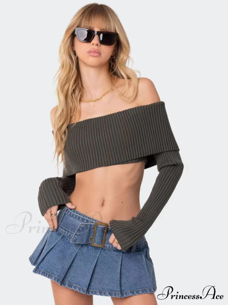 Crop Sweater And Long-Sleeved Comfortable Chest-Wrapped Top Woolen