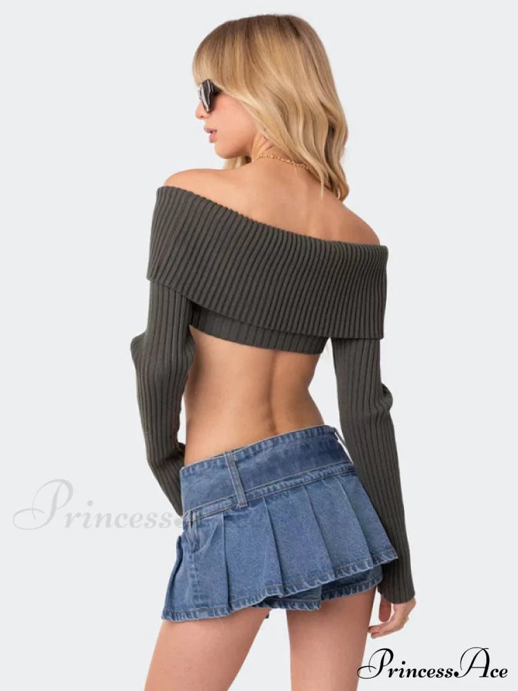 Crop Sweater And Long-Sleeved Comfortable Chest-Wrapped Top Woolen