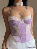 Elegant Lace Purple Cami Top