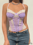 Elegant Lace Purple Cami Top