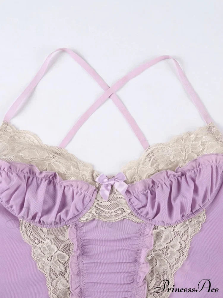 Elegant Lace Purple Cami Top