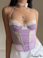 Elegant Lace Purple Cami Top