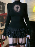 Cross Turtleneck Knit Top