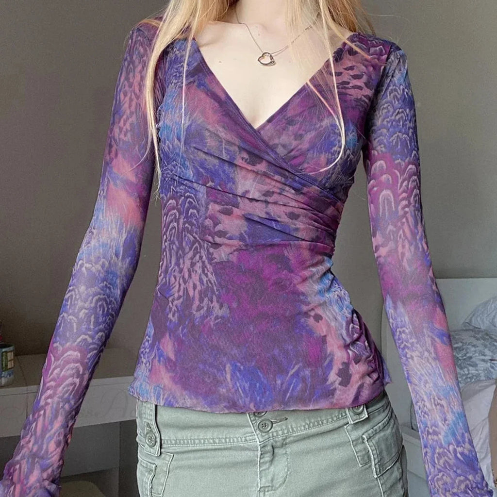 Cross V-Neck Knit Top