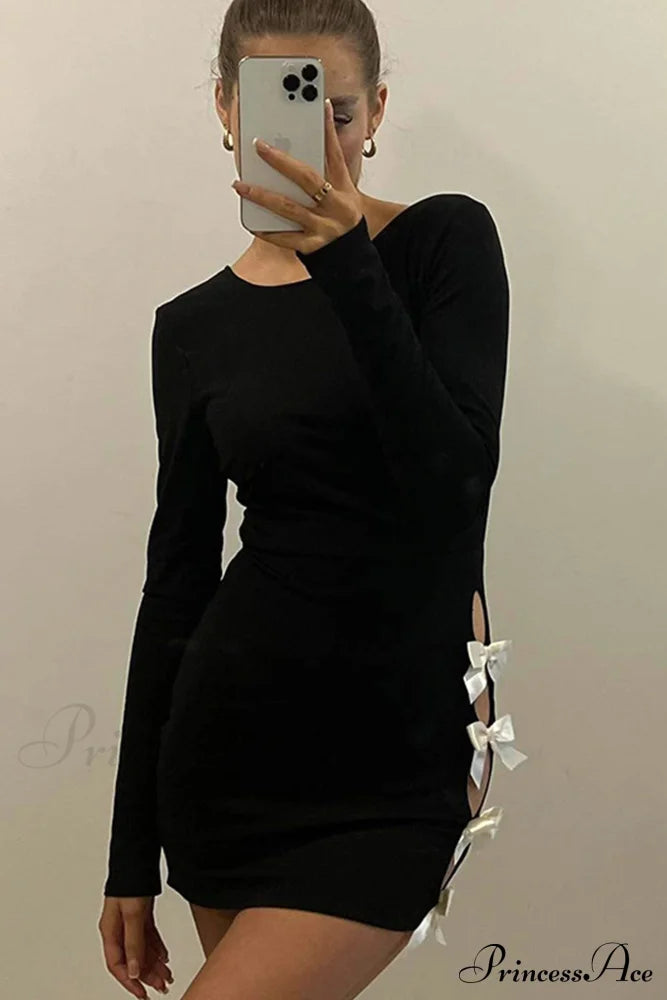 Cut Out Pack Hip Dress With Bow