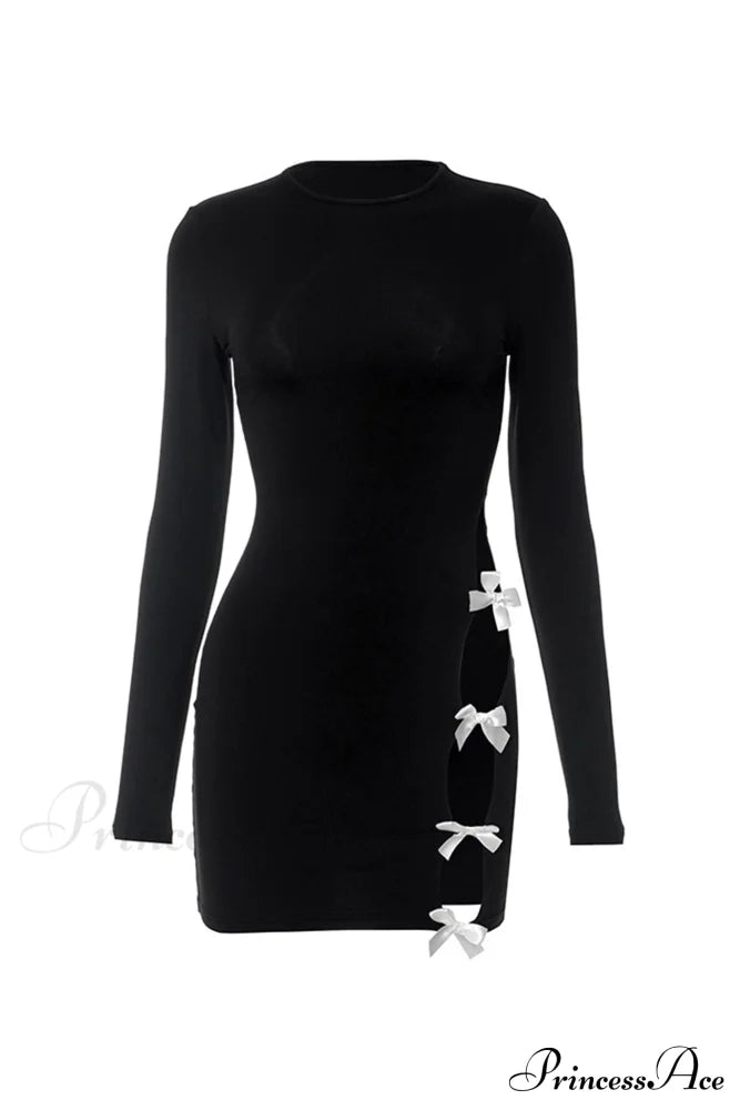 Cut Out Pack Hip Dress With Bow