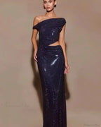 Cutout Rhinestone Halter Slit Prom Dress