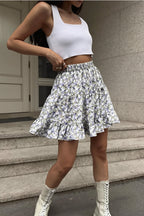 Boho Floral Patchwork High Waist Skirt