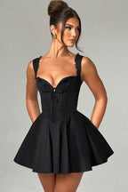 Lace Spliced Backless Mini Dress