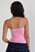Printed Strapless Backless Crop Top Slim Blouse