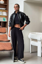 Black Pu Leather Moto Jacket