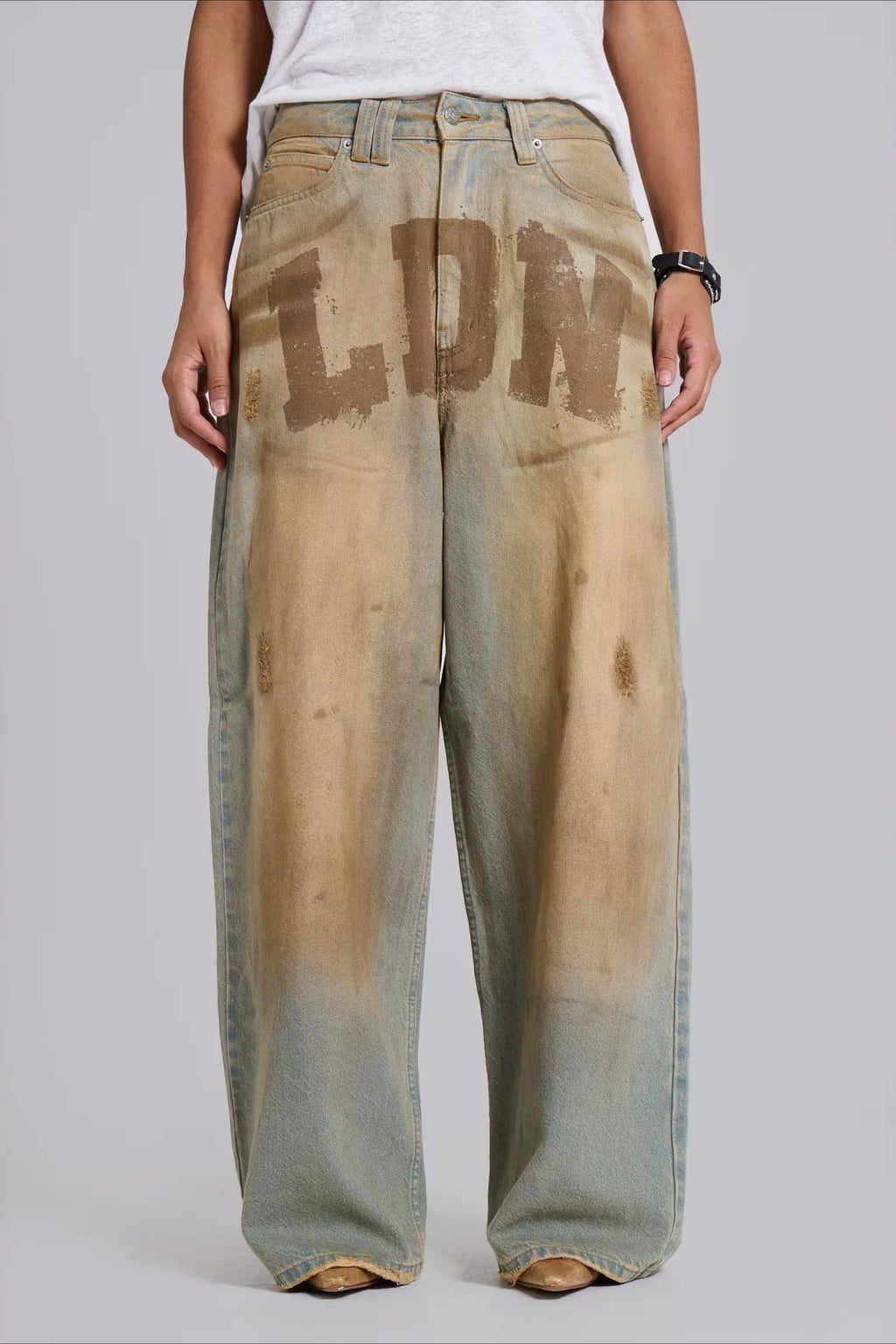 Y2K Streetwear Washed Letter Print Jeans