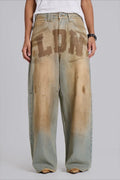 Y2K Streetwear Washed Letter Print Jeans