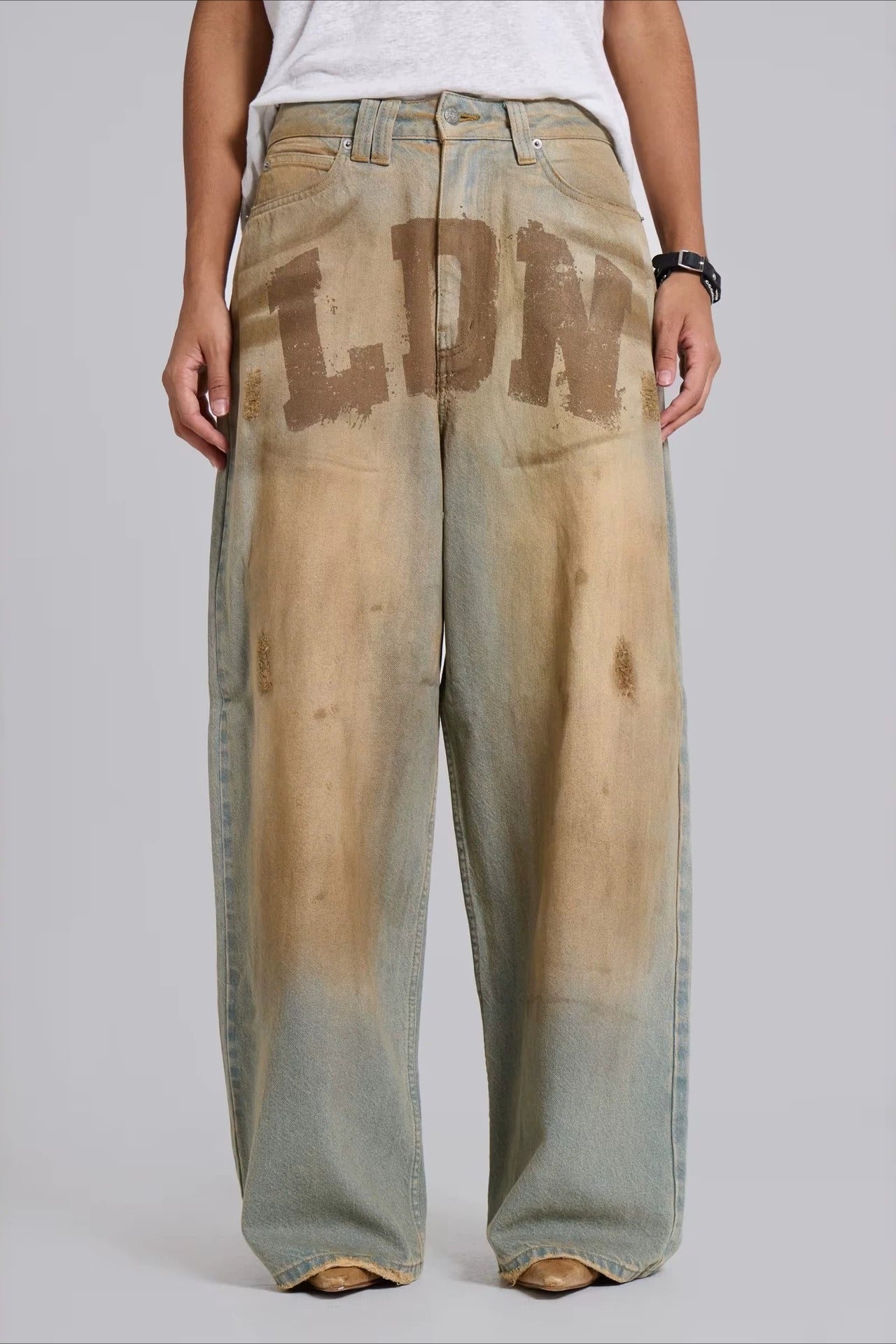 Y2K Streetwear Washed Letter Print Jeans