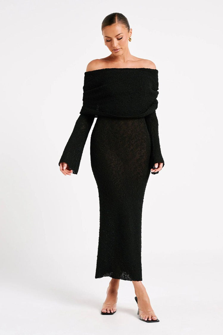 Off Shoulder One Knit Sweater Dress